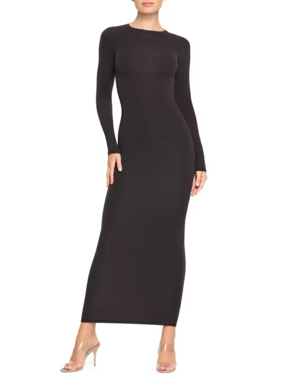 SKIMS M Fits Every Body Long Sleeve Maxi Dress Bodycon Modern Stretchy Comfy